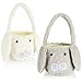 com-four® 2X Cesti pasquali con Motivi Animali - Cesto Pasquale da riempire - Cesto di Peluche Coniglietto Pasquale da Regalare - Decorazione Pasquale [la Selezione Varia] (02 cesti - 30 cm Varia)