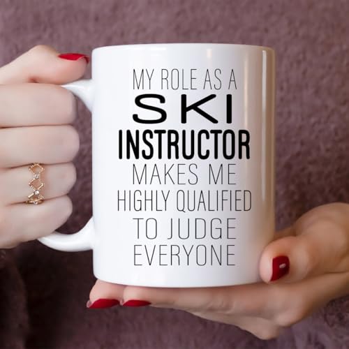 Taza de cerámica blanca 11oz para instructor de esquí miniatura 2