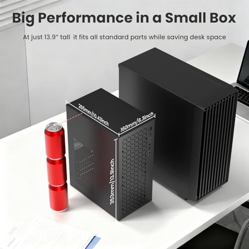 Gabinete Mini-ITX con 2 ventiladores ARGB de 120 mm, gabinete ITX de alta ventilación, soporte para fuente ATX, puerto USB 3.0, gabinete para computadora ITX de factor de forma pequeño (negro con ventiladores) miniatura 5