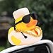 Wonuu Car Rubber Duck Decoration - Dashboard Ornament with Mini Swim Ring Necklace and Sunglasses