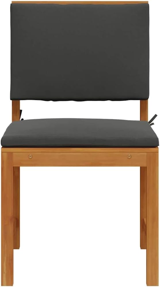2-Pack Outdoor Acacia Wood Garden Chairs with Cushions 19.7x19.7x35.8 in Brown Modern Patio Loveseat Seating Set for Balcony Backyard and Small Spaces