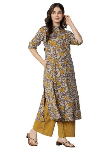 rytras Women's Cotton Printed A-Line Kurta with Palazzo Pant Set - Image 5