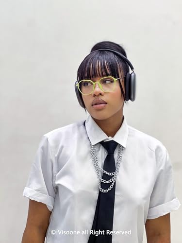 Image of VISOONE Ultralight Weight Computer Glasses Anti-Slip Silicone Temple Tips | 16g TR90 Hexagonal Geomatric Cute Fashion Frame 99% Blue Light Blocking Filter 400-455nm Anti Glare Clear Lens Women RANE