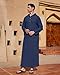 YAOHUOLE Premium Arabic Thobe Caftan - Long Sleeve Muslim fashion for Men - Dark Blue, XL
