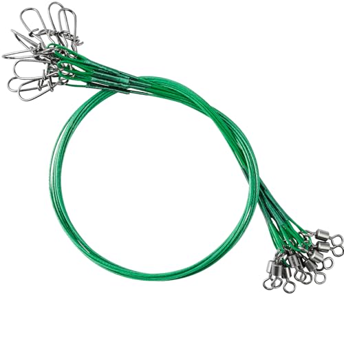 Atibin Stainless Steel Fishing Leaders Freshwater Saltwater Swivels Leader Fishing Wire High Strength Line Leader Lures Black Nickel #2 30lb 7.8in 40pcs