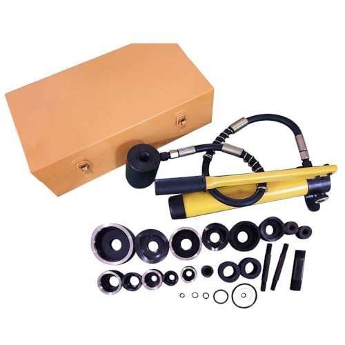 KATSU Perforadora Hidráulica Manual, 10T 22-60,5mm Kit de Herramientas de Punzonado Hidráulico, 6 Matrices Juego de Punzón Hidráulico para Perforar Chapas Metálicas, Plástico 405193