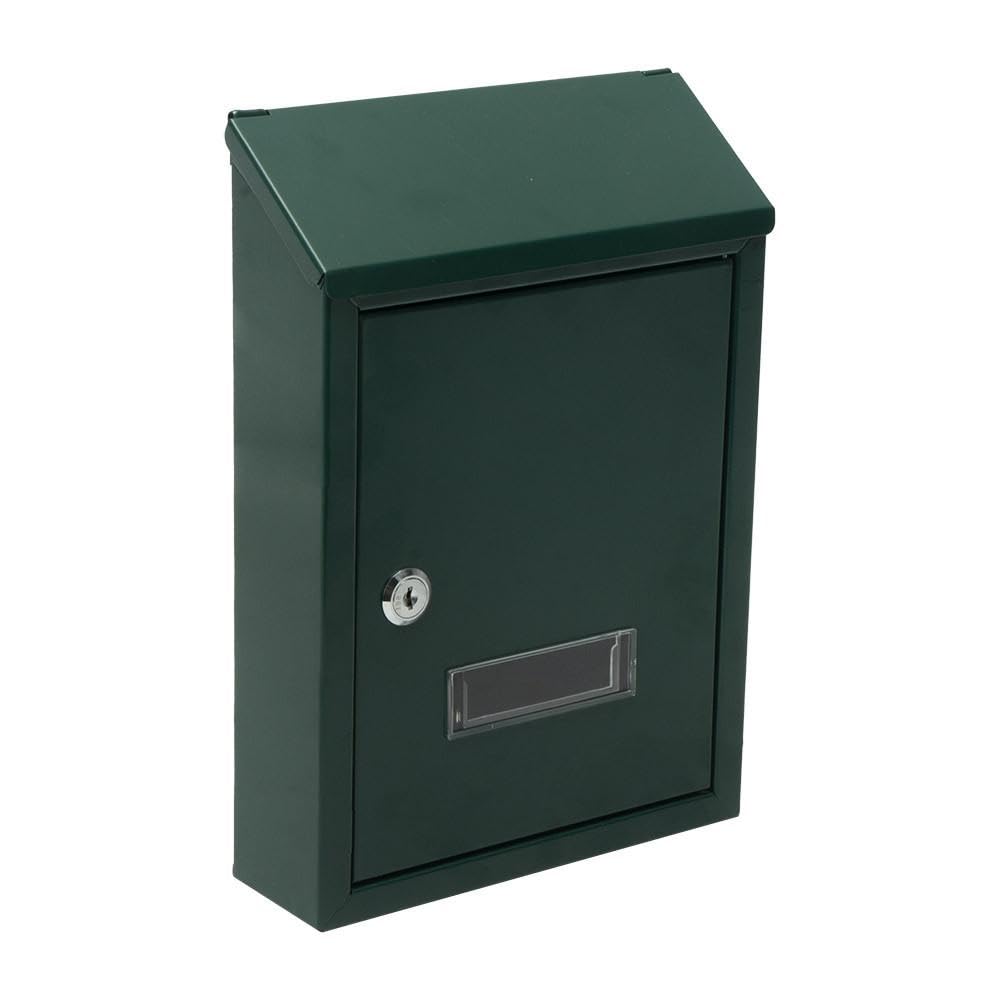 PRENDELUZ Buzón de Correo en Acero galvanizado Verde 30x21x7 cm, con Cerradura de Cilindro y Tapa antilluvia, resguardar correspondencia y asegurarla.