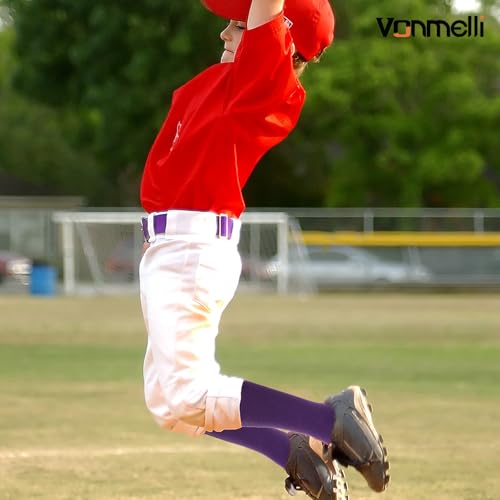 Image of VONMELLI Youth Baseball Belt and Socks Combo, Elastic Softball Belts and Socks for Boys and Adult (2 Pairs of Socks & 1 Belt)