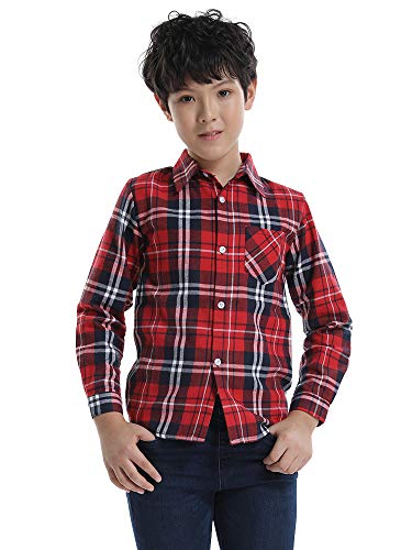 Image of OCHENTA Men's & Boys Flannel Shirts Button Down Long Sleeve Plaid Shirt Family Matching Outfits