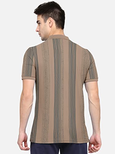 Image of BULLMER Mens Regular Fit Striped Cotton Polo Tshirt /Collared Tshirt