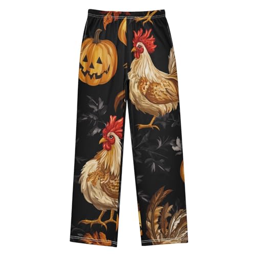 ZZXXB Halloween Rooster Boys Long Pants Soft Trousers Elastic Waist Kids Lounge Bottoms with Pockets S-XL