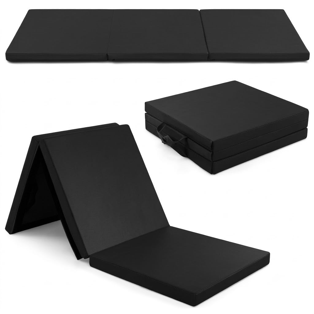 Tappetino Ginnastica Pieghevole 180x60x5cm | Pliabile a 3 Sezioni, Schiuma EPE e Pelle PU, Per Casa Yoga Pilates Arti Marziali Stretching, Con Maniglie