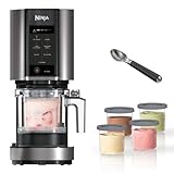 Ninja CREAMi 7 Pre-Set Programme Ice Cream & Frozen Dessert Maker With 5 Additional Dessert Tubs With Lids And Ice Cream Scoop (NC300UKCO) - Black & Silver