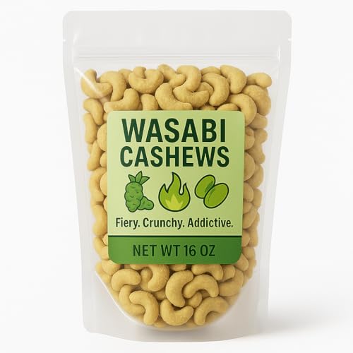 Wasabi Cashews Spicy 1 lb bag Cashew Nuts Roasted and