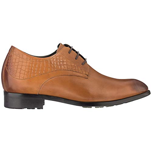 CALTO Height Increasing Elevator Shoes 3 Inches Taller - Light Tan Leather Dress Shoes - Men Invisible Elevated High Heels Oxfords A329013 - Size 9 D(M) US2
