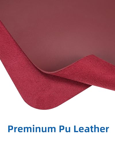 Image of Leather Desk Pad Protector,Mouse Pad,Office Desk Mat, Non-Slip PU Leather Desk Blotter,Large Desk mat,Waterproof Keyboard mat for Office /Home /Decor (Burgundy Red,35 inch x 17 inch)