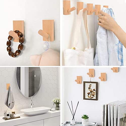 Gdtoolmmy Wood Hooks,Wooden Coat Hooks Wall Mounted,Decorative Backpack Towels Hanger, Hat Hooks For Wall Heavy Duty Hooks (Beech Wood,5Pack) #TOP2