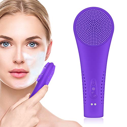 Silicone Facial Cleansing Brush - Electric Sonic Face Scrubber Massager with 10 Skincare Modes - IPX7 Waterproof & Magnetic Rechargeable