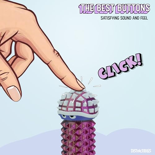 Image of Distractibles Shelly - Sensory Fidget Clicker, Textured Pain Stim Device, Stress Relief for Focus and Concentration (Neon Harmony)
