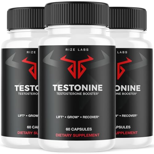 rize labs (3 Pack) Testonine Male Supplement, Testonine Capsules for Men, Testonine Maximum Strength Formula, Testonine All-Natural Pill for Muscle Power, Testonine Reviews (180 Capsules)