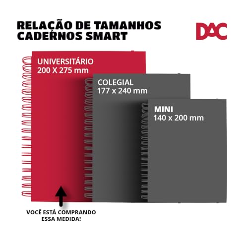 DAC - Caderno Smart Universitário com 80 Folhas (90g) Fechamento em Elástico - Milky