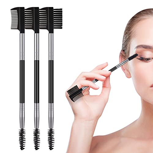 Cobee Sourcil Cils Shaper, Brosse à Sourcils Peigne Séparateur de Cils Outil avec 3 Brosses Spoolie Différentes pour Femmes Filles Séparant Les Cils, Éliminer les Grappes de Mascara(Noir 3pcs)