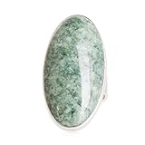 NOVICA Artisan Handmade Jade Cocktail Ring .925 Sterling Silver Green Single Stone Guatemala Hemlock 'Sixth Star'