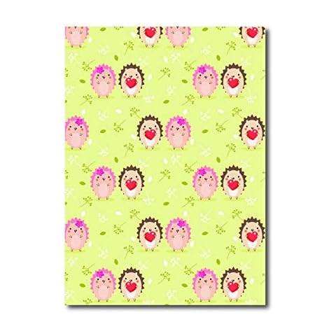 Pack of 6 Sheets Gift Wrapping Paper. Made in UK. Recyclable in Compostable Bag. (Hedgehog Couple) Cover
