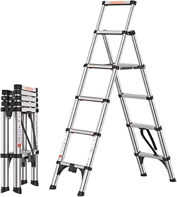 Folding Ladder Ladders,One-Click Folding Telesladder, Step Ladder, Retractable Aluminum Alloy Ladder Multi-Position, Adjustable and Folding Ladder A-Frame Stepladder
