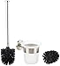 Produktbild BadeStern Toilettenbürste: Edelstahl/Glas-WC-Garnitur, Wandmontage, 2 Bürsten-Aufsätze, schwarz (WC Bürstenhalter Wandmontage)