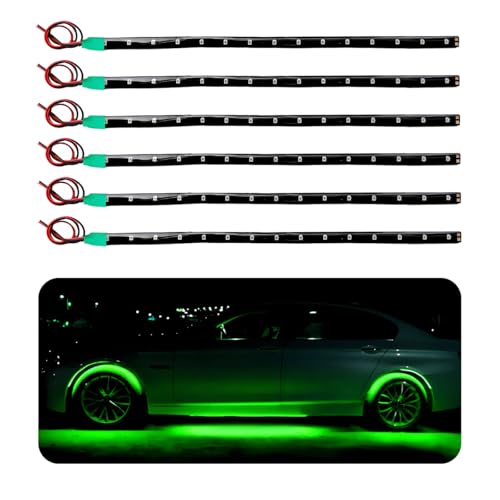 JUSTTOP - JUSTTOP 6PCS 15 LED Strip Underbody Light, 1Ft 12V Flexible LED Strip Light with 6 Inches Wires, Waterproof Underglow Lights Interior Exterior Strip Light for Car Boat Motorcycle (Green) - -22%