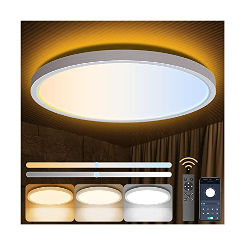 Aphyni LED Flush Mount Ceiling Light with Remote Control-0.99 inch Low Profile-24W 12 inch 5-100% Dimmable with Night Light-3000K-6500K Changeable Flat Round Ceiling Light Fixture for Bedroom Aphyni LED Flush Mount Ceiling Light with Remote Control-0.99 inch Low Profile-24W 12 inch 5-100% Dimmable with Night Light-3000K-6500K Changeable Flat Round Ceiling Light Fixture for Bedroom