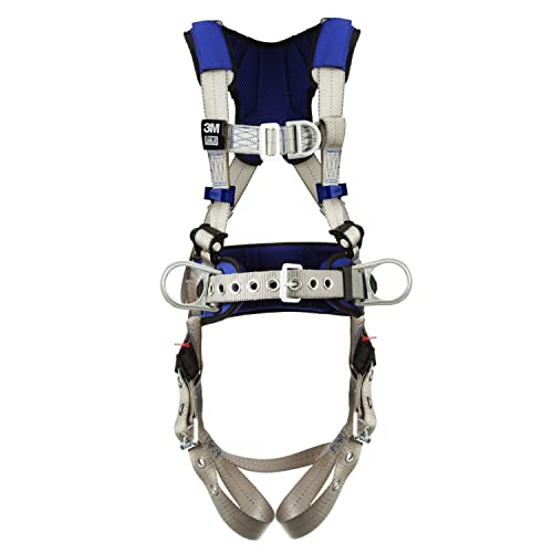 3M DBI-SALA ExoFit X100 Comfort Construction Climbing/Positioning Safety Harness Fall Protection with Body Belt, Hip Padding, Multiple D-Rings, Pass-through Chest and Tongue Leg Buckles,1401076,Medium
