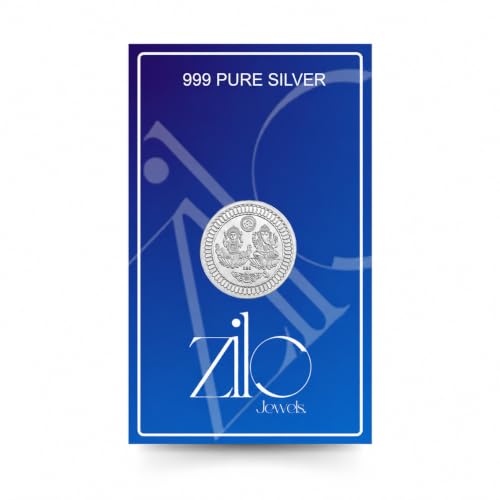Image of ZILO JEWELS 5 Gram Pure Silver Coin | 999 Fine Silver | Laxmi Ganesh Coin | Ideal Gift for Mother, Sister, Wife, Brother | Perfect for Gift, Diwali, Dhanteras