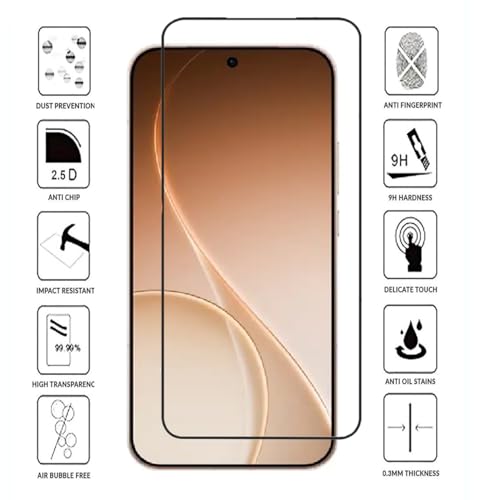 Image of FabeKee Tempered Glass Screen Protector Compatible For Black Cellphone With Edge To Edge Coverage And Easy Installation Kit (Transparent, OPPO Reno15 5G)