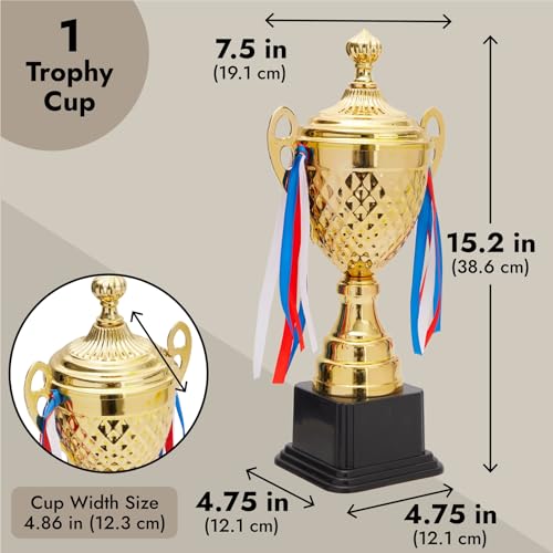 image for Juvale Large Gold Trophy Cup for Sports Championships, Tournaments, Aw