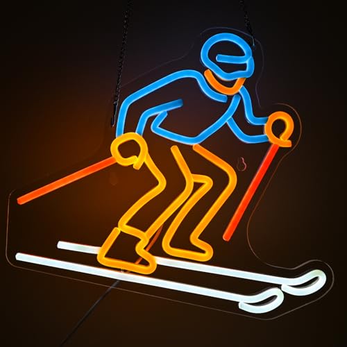 Ski Neon Sign LED Wall Light, Dimmable, 15x11