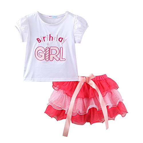 LittleSpring Little Girls' Clothing Set Birthday Size 6 (130cm)