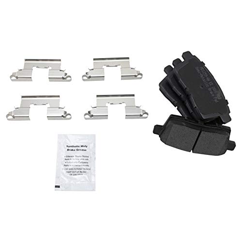 Image of TRQ Rear Brake Pad and Rotor Set Semi Metallic Parking Shoe Compatible with 2011-2012 Mazda CX-7