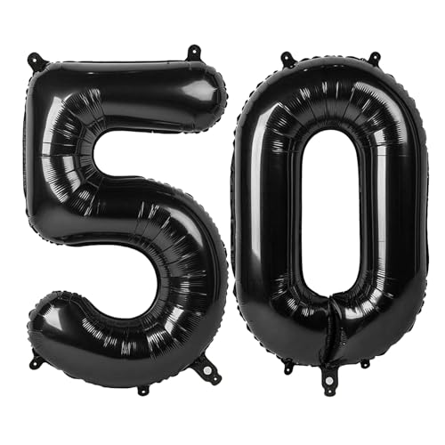 Image of Black Number 50 Balloon 40 Inch, 50th Birthday Party Decorations, Giant 50 Foil Balloon for Party Supplies