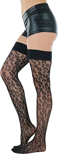 Image of ToBeInStyle Women's Sexy Nylon Versatile Fine Fishnet Thigh High Stockings w /Opaque Band