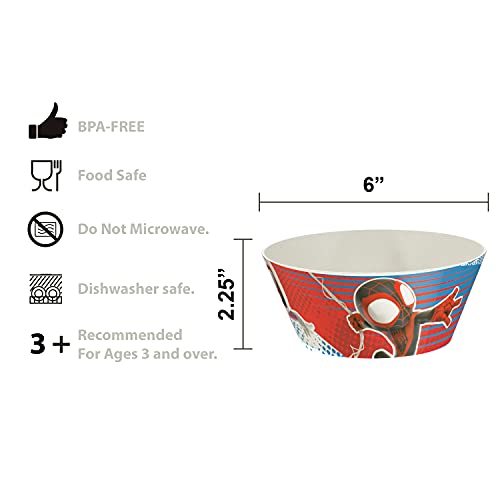 Zak Designs Marvel Spider-Man Dinnerware Set For Kids Includes 8" Plate, 6" Bowl, And 10Oz Tumbler, Durable And Sustainable Melamine Bamboo Material (3-Piece Set, Spidey And His Amazing Friends) #TOP6