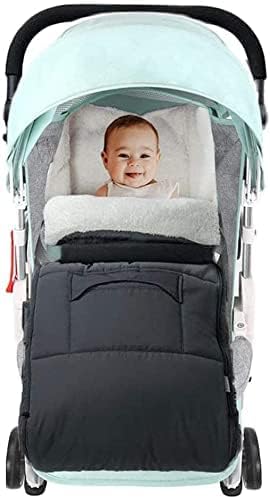 Baby Footmuff Fleece Baby Stroller Snuggle Footmuff with Fleece Lined Cosy Toes with Hood Removable Sleeping Bag for Infant Under 36 Months (Black)