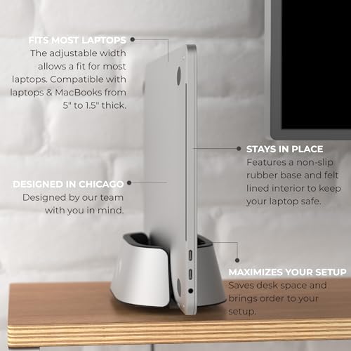 Support Vertical MacBook Pro PC Aluminium Argent Station Accueil Bureau Réglable - 3