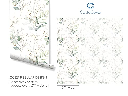 CostaCover Eucalyptus Watercolor Botanical Peel and Stick Wallpaper #TOP29