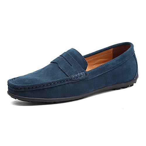 Men's Penny Loafer Suede Slip on Shoes Moc Toe Anti Slip Driving Shoes(Atrovirens,10 M US)