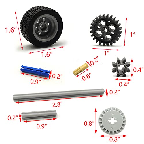 Dspitwod Technical Gears Axle Pin Connectors - Rubble Wheels Connectors Rack Gear Screw Track Building Brick Pieces Sets Compatible With Major Brand Stem Learning Kits For Kids Age 8-14 Years #TOP6