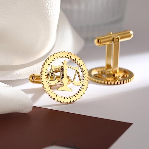 Mancuernillas de Acero Inoxidable Círculo Abogado Libra miniatura 6