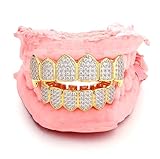 UBGICIG Grillz Grill Set, Dental Grills for Your Teeth, Grillz Teeth Men, Vampire Fake Halloween Teeth Caps Jewelry Gold A