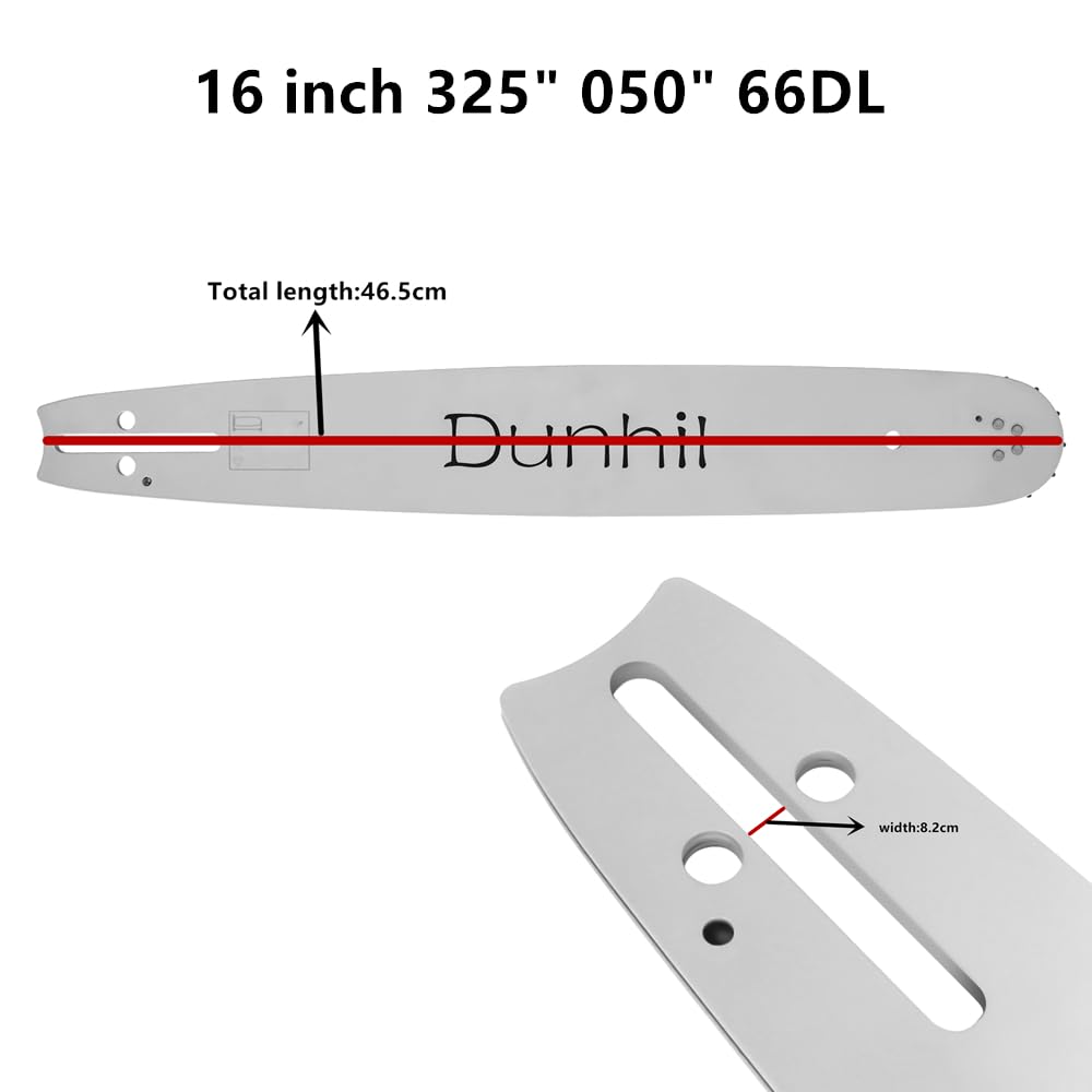 Dunhil Paquete de 2 cadenas de motosierra 325 050 66DL de 45 cm con 1 barra de guía para motosierra compatible con Husqvarna 41 45 49 51 55 336 339XP 550XP 340 346 345 35 445 450 450 50E
